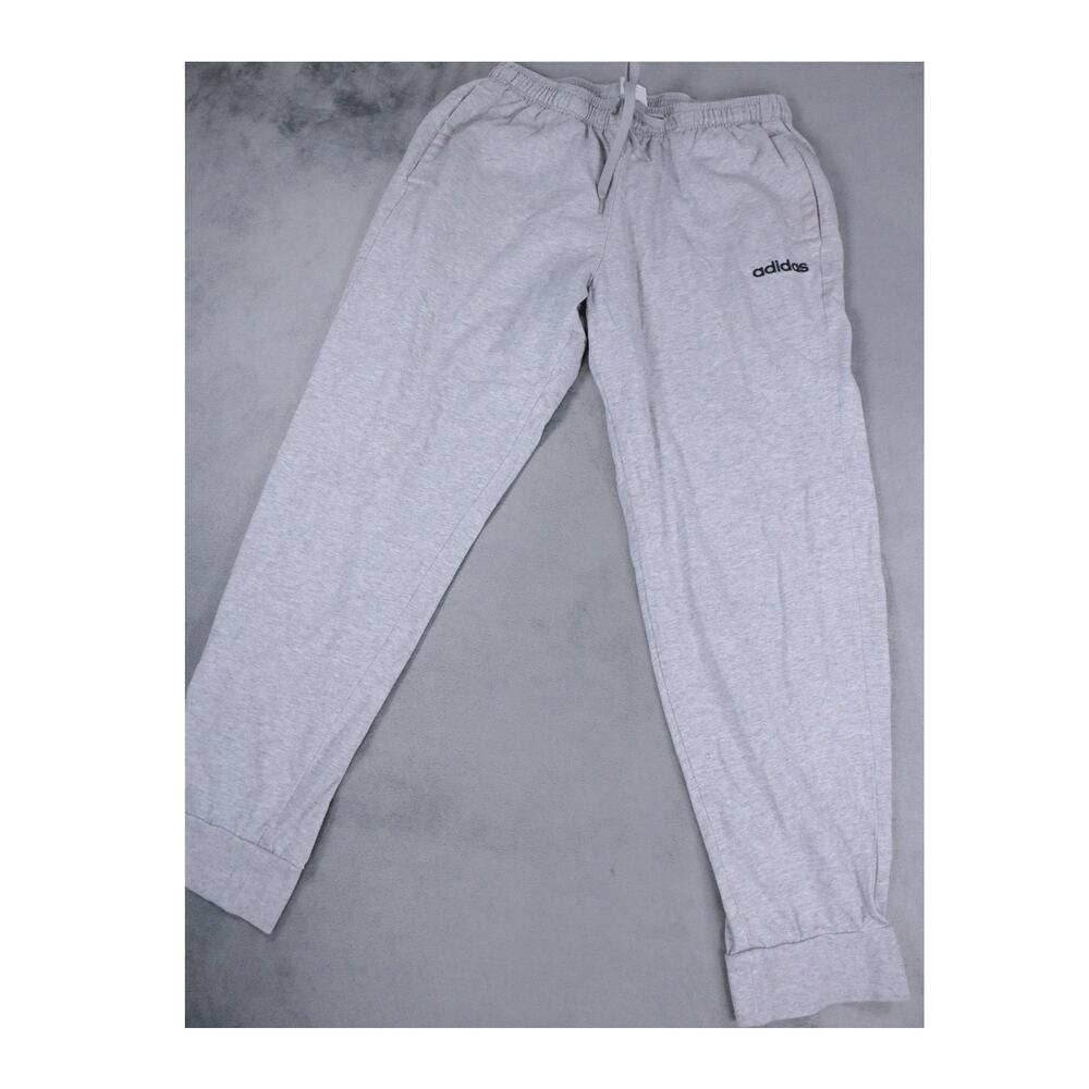 Adidas Joggers Men’s L Gray Sweatpants Elastic Waist Athletic Lounge Pants